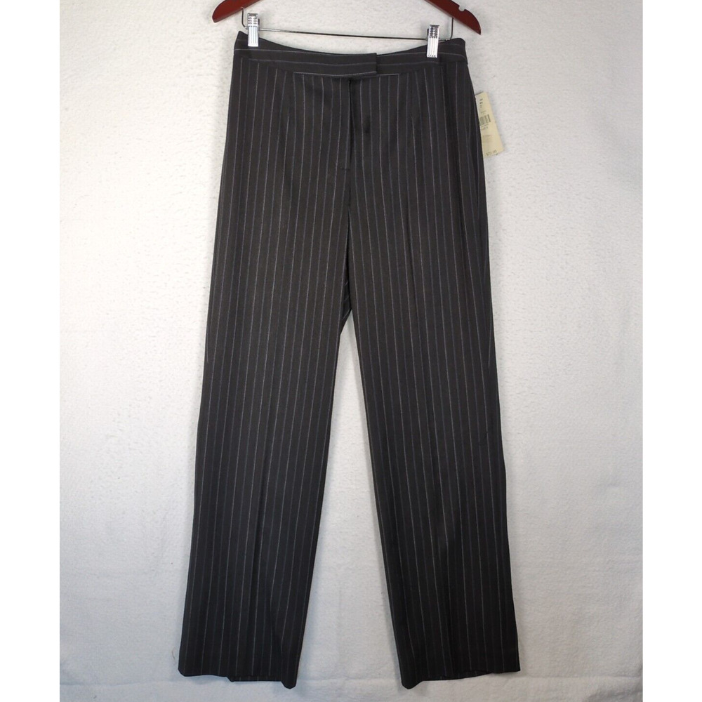 NWT Valerie Stevens black dress pants w/ blue & gray stripes, stretch. Size 6 - Picture 2 of 12